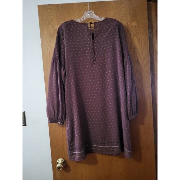 Dolan Anthropologie Plum Purple Dot Stripe Shift Maddie Textured Dress EUC L - Picture 2 of 6